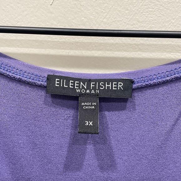 Eileen Fisher Woman Silk Sleeveless Tank Purple - Plus Size: 3X - Picture 3 of 7